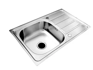 große Einzelbecken Edelstahleinsatz Küchenspüle reversibel mit Ablaufgarnitur - Bild 1 von 16