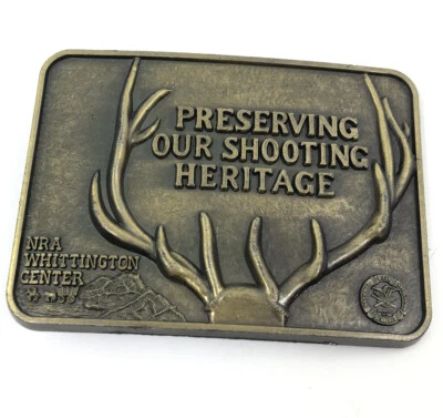 Mens NRA Preserving Our Shooting Heritage Belt Buckle Deer Brass 564 X - Image 1 of 2