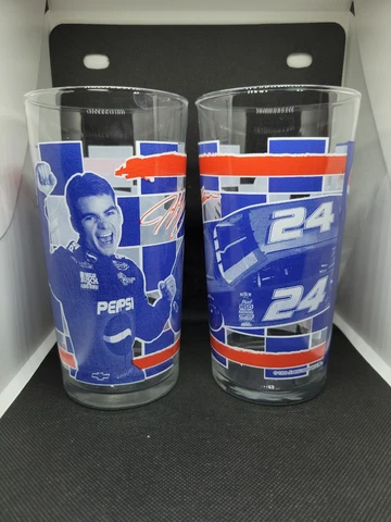 Pair Of Vintage Jeff Gordon NASCAR Pepsi Glasses Cover