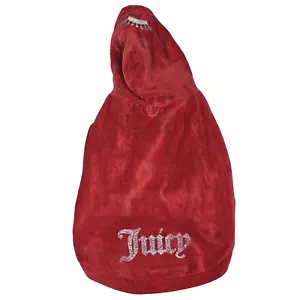Juicy Couture Velour Dog Hoodie Red M/L NWT Logo Bling - Picture 1 of 6