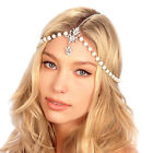 Kristin Perry Crystal Pearl Tikka Chain Bridal Headpiece Grecian Hair Jewelry
