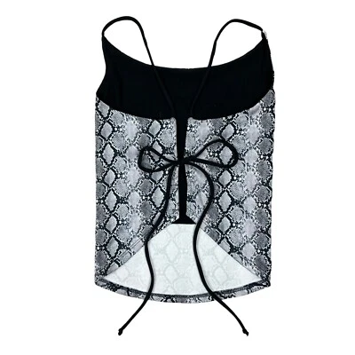 Camiseta sin mangas de piel de serpiente con estampado de piel de serpiente Boho Fairy Grunge sin espalda años 90 talla pequeña Foto 1 de 4