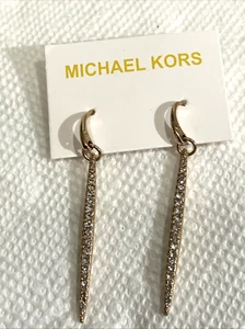 Orecchini Michael Kors Designer Moda Tono Oro Strass Traforati - Foto 1 di 5