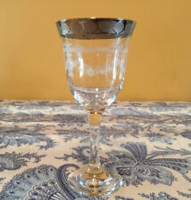 Clear Wine Glass/Goblet Italian Renaissance Design Silver Rim Made Italy New
