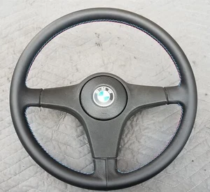 BMW E30 M3 E28 E24 Tri-Color Stitch Leather OEM Sport Steering Wheel *NEW WRAP* - Bild 1 von 12