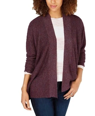 Style & Co Women's Plum Marled Long Sleeve Open Front Cardigan Sweater Size M - Imagem 1 de 4