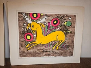 2 * 11"x14" Vintage bunte mexikanische Volkskunst/Pastell? - Bild 1 von 10