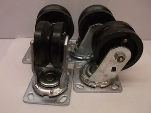 Set of 4" x 2"  V-Groove Caster Swivels (A45) - Picture 1 of 6