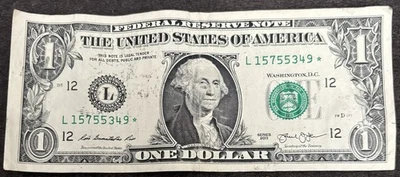 2013 San Francisco $1 Bill Star Note ⭐️ Double 55’s Three Of A Kind 5’s Note - Image 1 of 2