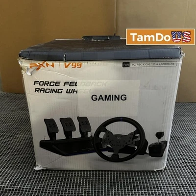 PXN V99 Force Feedback Racing Wheel with Pedals and Shifter for PC PS4 Xbox - Image 1 of 4