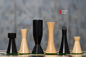 Minimalist Midnight Contemporary Chess Pieces in Ebonized & Boxwood - 3.4" King - Picture 1 of 9