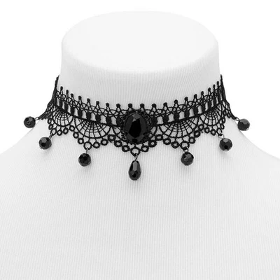 Claire's Black Beaded Lace Choker Necklace (G131424-1 LOC. BR4) - Image 1 of 4