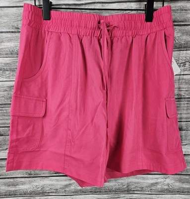 Novo shorts cargo elástico CATO feminino M rosa quente cintura alta cordão - Imagem 1 de 4