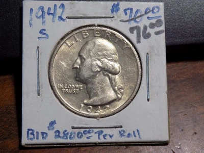 1942-S Washington Quarter - Choice AU/UNC - Image 1 of 2