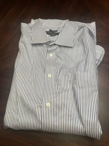 Pronto Uomo Mens 17 1/2 Tall Blue Stripe Non Iron Dress Shirt 36/37 - Picture 1 of 3