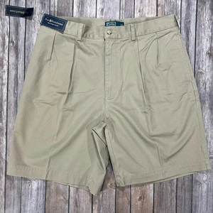 NEW Polo Ralph Lauren Tyler Pleated Shorts Chino 35x9 Mens Beige Cotton NWT - Picture 1 of 8
