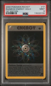 PSA 9 2000 Pokemon Team Rocket #17 RAINBOW ENERGY Holo 1st First Edition Mint - Bild 1 von 2