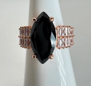 Size 6 Bomb Party Ring - RG94193 "Wandering Silver Skies" Black Onyx CZ on RG - Picture 1 of 4