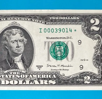 I 00039014 * : 160K Star Note 2017A (Minnesota / I / 9) $2 Two Dollar Bill - Image 1 of 3