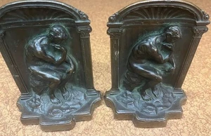 Schwere massive Bronze Buchstützen von Rodins "Der Denker" - Bild 1 von 6