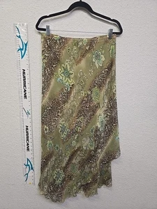 Merien Hall Classics Skirt Womens Size 14 (38) Green Layered Floral & Cheetah - Picture 1 of 15