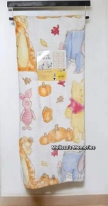 ๐ Disney Winnie The Pooh Plush Fall Pumkins & Leaves Autumn Throw Blanket ๐ - Picture 1 of 6