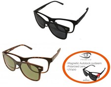 Occhiali Clip On da Sole Lettura Vista Doppia Lente Blocco Magnetico Clip-on