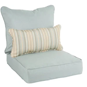 Sunbrella Canvas Spa Green Indoor Outdoor Deep Seat Pillow Chair Cushion Set - Picture 1 of 5