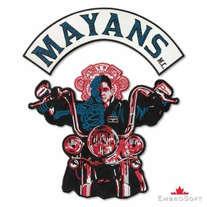 Mayans M.C. Colors Biker Gang Motorcycle Club Emblem Embroidered Back Patch Iron - Picture 1 of 6