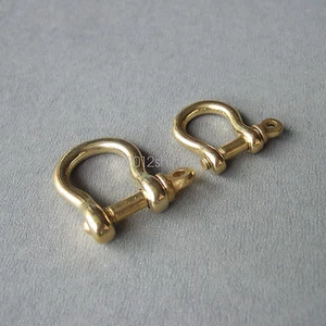 Solid Brass Bow Shackle Joint Connect D Ring Key Chain Hook Size L/S - Picture 1 of 9