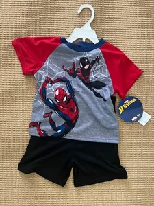Marvel Spider-Man Boys Tee Shirt + Shorts 2 Piece Set outfit Size 4 NWT - Picture 1 of 1
