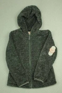 NEW Girls Hooded Jacket Small 6 - 6x Plush Full Zip Fleece Hoodie Black Fuzzy - Picture 1 of 2