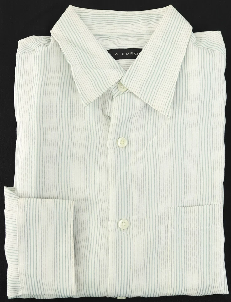 New Mens Via Europa White Pinstripe Long Sleeve Button Front Shirt M - Image 1 of 1
