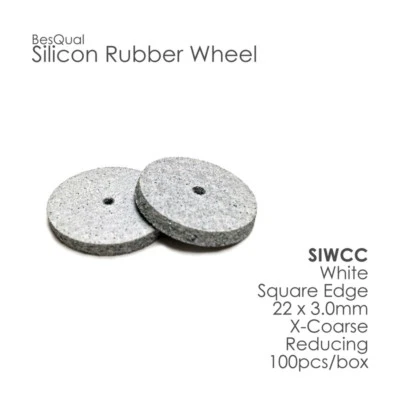 Dental Lab 100/box Silicone Rubber Polisher Square Edge Wheel White-Coarse Grit - Image 1 of 2