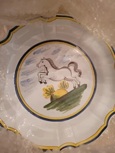 italien porzellan pferdeteller nove z.a. Dal handbemalte Tiffany & Co NY 1860 Feder - Bild 1 von 5