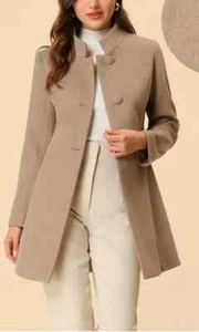 Allegra K Mujer Abrigo de Invierno, XS Abrigo Largo Cuello Tortuga con Un Solo Botón - Imagen 1 de 5