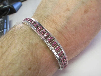 Movado 10.00 ctw Ruby Bracelet 18k White Gold 7 inches Long    MAKE OFFER - Image 1 of 4