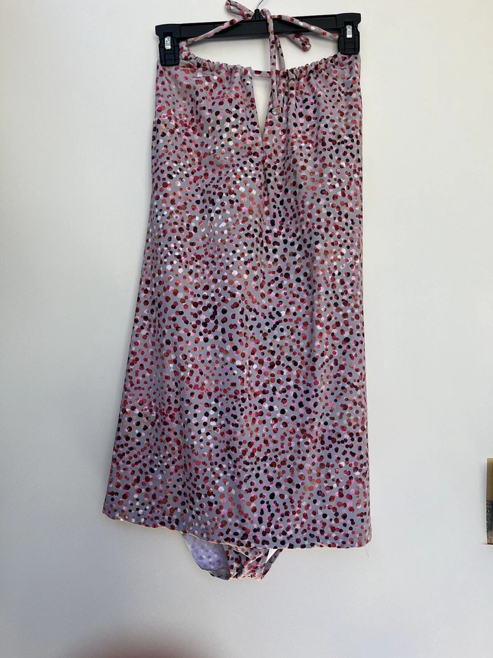 Vestido de baño halter estampado rosa y rojo granate Hill talla 14 para mujer modesto” Foto 1 de 2