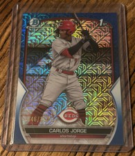 2023 Bowman Chrome Carlos Jorge Blue Mojo Refractor #d 046/150 No. BCP-120 Reds