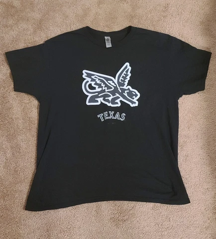 Texas Rangers City Connect Logo Black T Shirt. Size Large. Gilden Cover