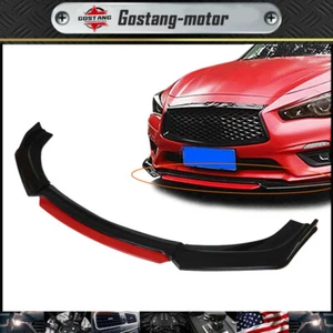 Universal Car Front Bumper Lip Spoiler Splitter Protector Red 2 Layer Lip Glossy - Picture 1 of 10