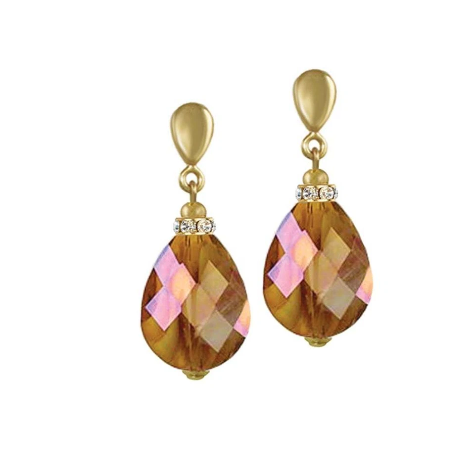 Pendientes con clip infinito ámbar aurora boreal vidrio jaspeado tono dorado Foto 1 de 1