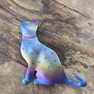 Small Metal Cat Brooch Colorful - Picture 1 of 3