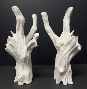 Roost All White Porcelain Tree Branches Modern Art Pottery Sculpture Set Of 2 - Picture 1 of 17