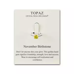 November (Topaz) Adjustable Birthstone Ring Created with Zircondia® Crystals - Picture 1 of 10