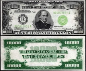 ZEHNTAUSEND DOLLAR SCHEINE GLÄNZENDES POSTER BILD FOTO Jagdmünzen 10000 Geld 115 - Bild 1 von 1