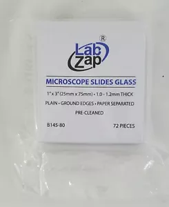 Vidrio deslizante de microscopio Lab Zap prelimpiado 72 piezas - Imagen 1 de 1