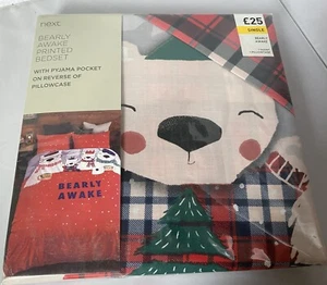 NEXT Bearly Awake Christmas Red Single Duvet Bed Set, BNIP - Picture 1 of 4