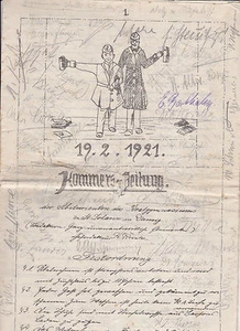 Kommers-Zeitung Gdansk 1921 carta festiva bachillerato Studentika firmas humor - Imagen 1 de 4