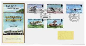 GUERNSEY 1973 50th ANNIVERSARY OF AIR SERVICE SET OF 5 Presentation Pack + FDC - Picture 1 of 14